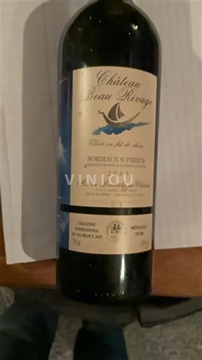 Bordeaux Bordeaux supérieur Château Beau Rivage Élevé en fût de chêne 2003