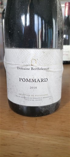 Burgundi Pommard Domaine Berthelemot 2018