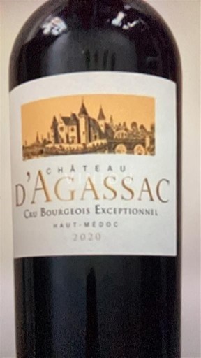 Wines Rouge sec Château Agassac 2020 France Bordeaux Haut-Médoc AOC
