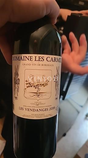 Bordeaux Côtes-de-Bordeaux Domaine Les Carmes Les Vendanges 2016
