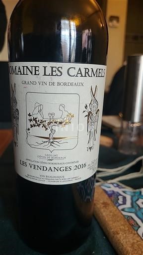 Bordeaux Côtes-de-Bordeaux Domaine Les Carmels Les Vendanges 2016