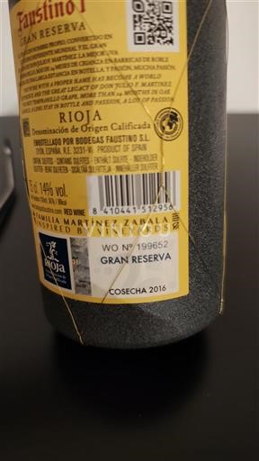 La Rioja rioja Faustino Gran Reserva 2016
