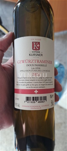Vaud La Côte AOC Domaine Kursner Gewürztraminer Doux Passerillé 2022