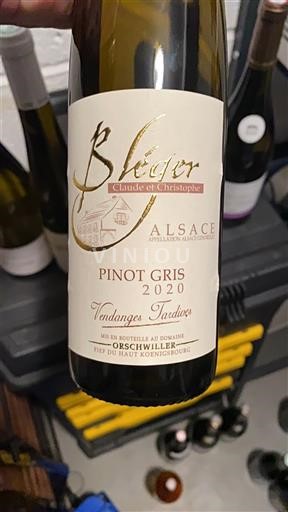 Alsacia Bleger Claude et Christophe Pinot gris vendanges tardives 2020