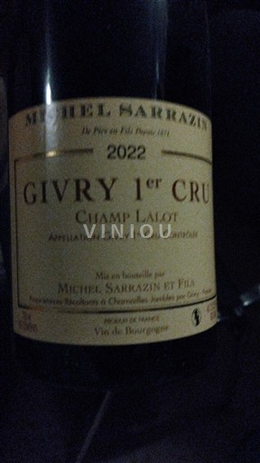 Borgonha Givry Premier Cru Michel Sarrazin et Fils Champ Lalot 2022