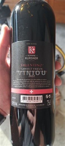 Vaud La Côte AOC Domaine Kursner Gamaret Valentino 2022