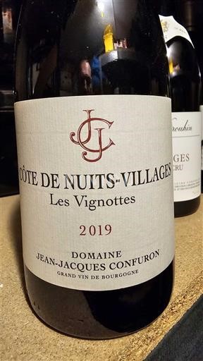 Viner Rouge sec Les Vignottes Domaine Jean-Jacques Confuron 2019 Frankrike Burgund Côte de nuits landsbyer AOC