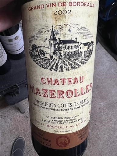 Bordeaux Côtes-de-Blaye Château Mazerolles 2002