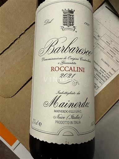 Piedmont Barbaresco Mainerdo Roccalini 2021