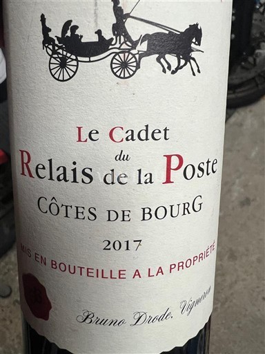 Burdeos Côtes-de-bourg Relais de la Poste Le Cadet 2017