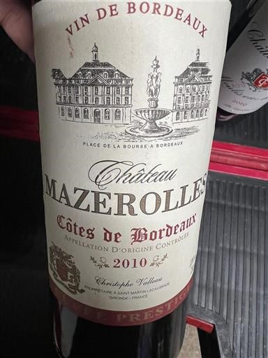 Bordeaux Côtes-de-Bordeaux Château Mazerolles Prestige 2010