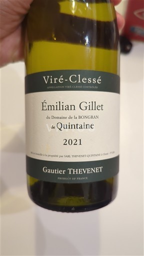 Burgundy Viré-clessé Domaine La Bongran Émilian Gillet de Quintaine 2021