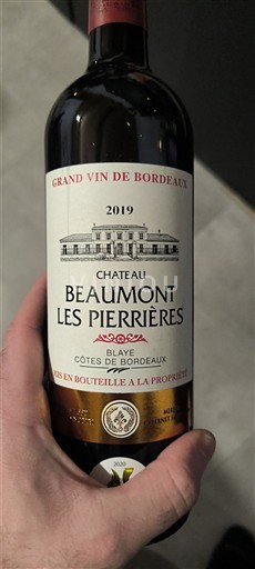Burdeos Blaye-Côtes de Burdeos Château Beaumont Les Pierrièes 2019