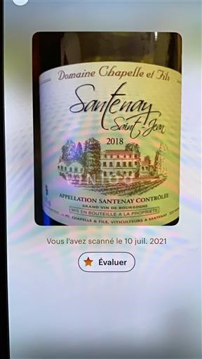 Burgundi Santenay Domaine Chapelle et Fils Saint-Jean 2018