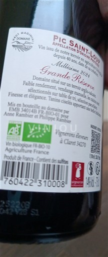 Languedoque Pic-saint-loup Mas d'Arcaÿ Grande Réserve 2021