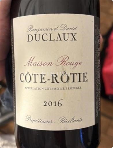 Valle del Ródano Côte-rôtie Duclaux Maison Rouge 2016