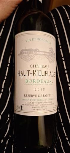 Bordéus Château Haut-Rieuflaget Réserve de Famille 2018