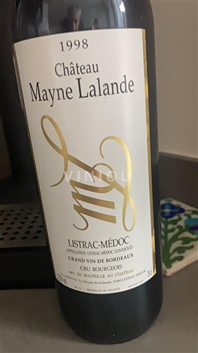 Bordeaux Listrac-Médoc Cru Bourgeois Château Mayne Lalande 1998