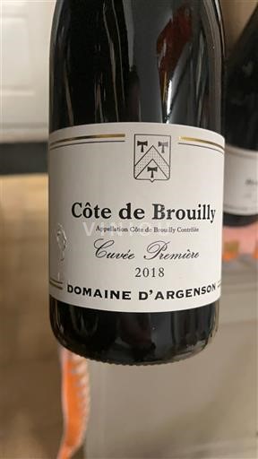 Beaujolais Côte-de-Brouilly Domaine Argenson Première 2018