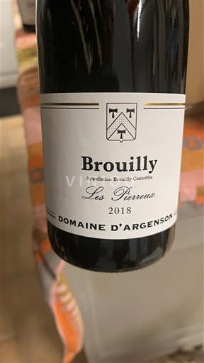 Beaujolais Brouilly Domaine Argenson Les Pierreux 2018