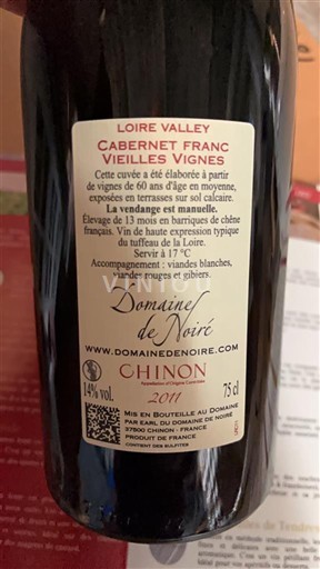 Vallée de la Loire Chinon Domaine Noiré Vieilles Vignes 2011