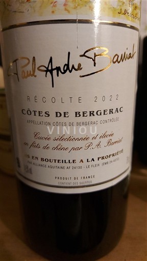 Sudoeste Côtes de Bergerac Paul André Barial 2022