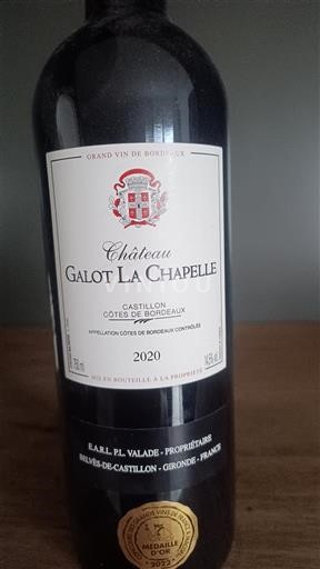 Bordeaux Castillon-côtes-de-bordeaux Château Galot La Chapelle 2020