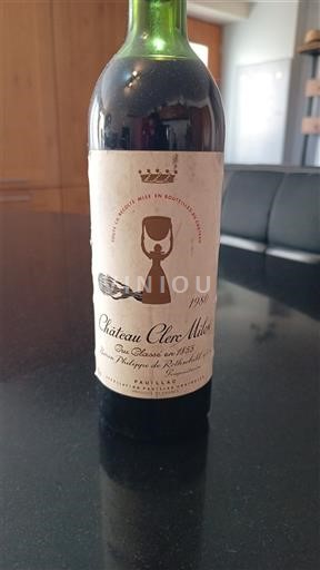 Bordeaux Pauillac Grand Cru Château Clerc Milon 1980