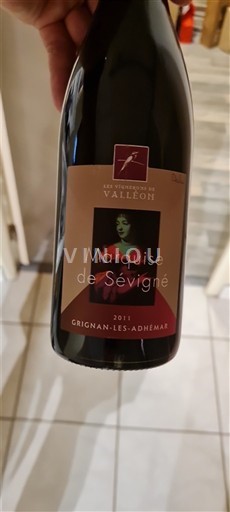 Vallée du Rhône Grignan-les-adhémar Les Vignerons de Valléon Marquise de Sévigné 2011