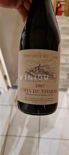 Vallée du Rhône Côtes-du-vivarais Beaumont des Cras 2007