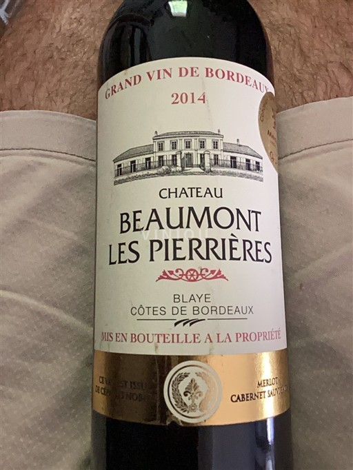 Burdeos Blaye-Côtes de Burdeos Domaine Beaumont Les Pierrières 2014