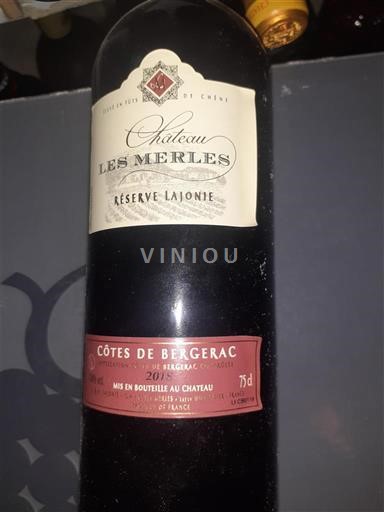 Sydväst Côtes-de-bergerac Château Les Merles Réserve Lajonie 2016
