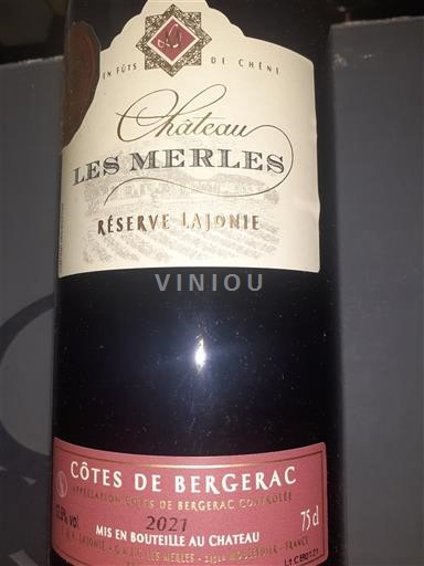 Sydväst Côtes-de-bergerac Château Les Merles Réserve Lajonie 2021