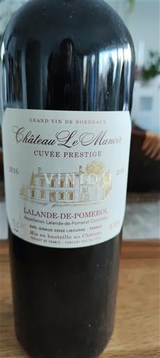 Burdeos Lalande-de-Pomerol Château Le Manoir Prestige 2016