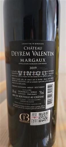 Bordeaux Margaux Château Yrem Valentin 2019