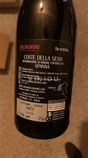 Piemonte Coste della Sesia Delsignore La Crotta 2022