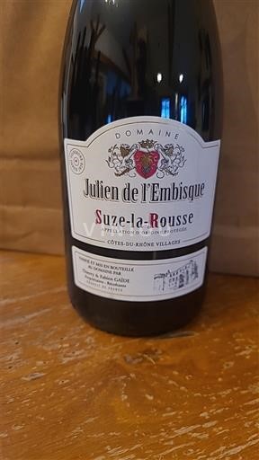 Rhônen laakso Côtes-du-rhône-villages Julien de l'Embisque Suze-la-Rousse 2022