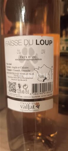 Languedoc a Roussillon Pays d'Oc Vignobles Vallat Faïsse du Loup 2019