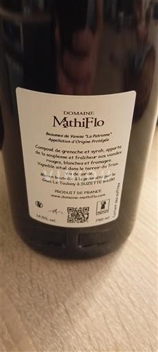 Rhônevallei Beaumes de Venise Domaine MathiFlo La Patience Niet-geïntegreerd