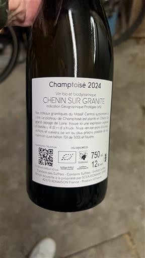 Valle del Loira No especificado Champtoisé Chenin sur Granite 2024