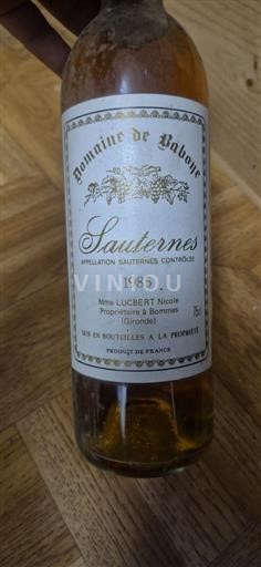Bordeaux Sauternes Domaine Laborye 1985
