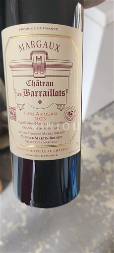 Bordeaux Margaux Château Les Barraillots 2023