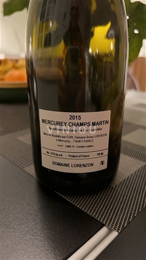 Burgundija Mercurey Premier Cru Domaine Lorenzon Champs Martin 2015