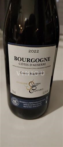 Burgundy Burgundy Côtes d'Auxerre Domaine Sorin Coquard Madeleine 2022