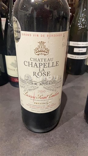 Bordéus Lussac-Saint-Émilion Château Chapelle La Rose Prestige 2010