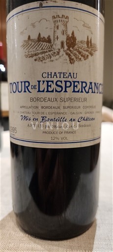 Bordeaux Bordeaux Supérieur Château Tour de l'Espérance Neročník