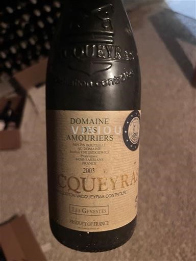 Valle del Ródano Vacqueyras Domaine S Amouriers Les Genestes 2003