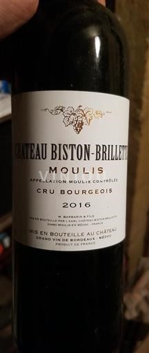 Bordeaux Not Specified Cru Bourgeois Château Biston-Brillette 2016