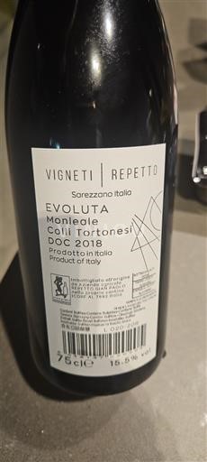 Piedmont Wines Colli Tortonesi Vigneti Repetto Evoluta 2018