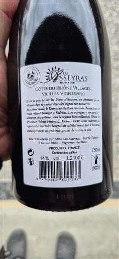 Valle del Rodano Côtes-du-rhône-villages Domaine Les Asseyras Vieilles vignes 2020